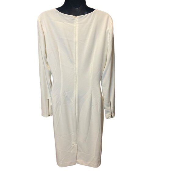 Cremieux White Long Sleeved Sheath Dress Sz 6 - Picture 2 of 9